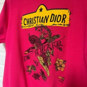Christian Dior Pink Graphic Knit Sweater Top Sweatshirt